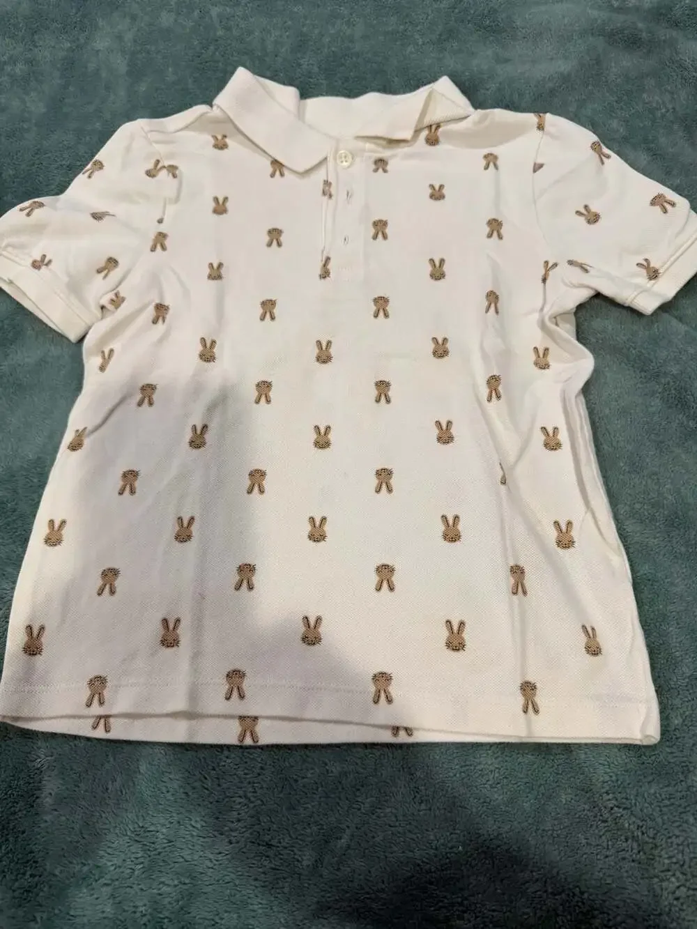 Old Navy Bunny Print Short-Sleeve Pique Polo Shirt Toddler Boys Size 4T